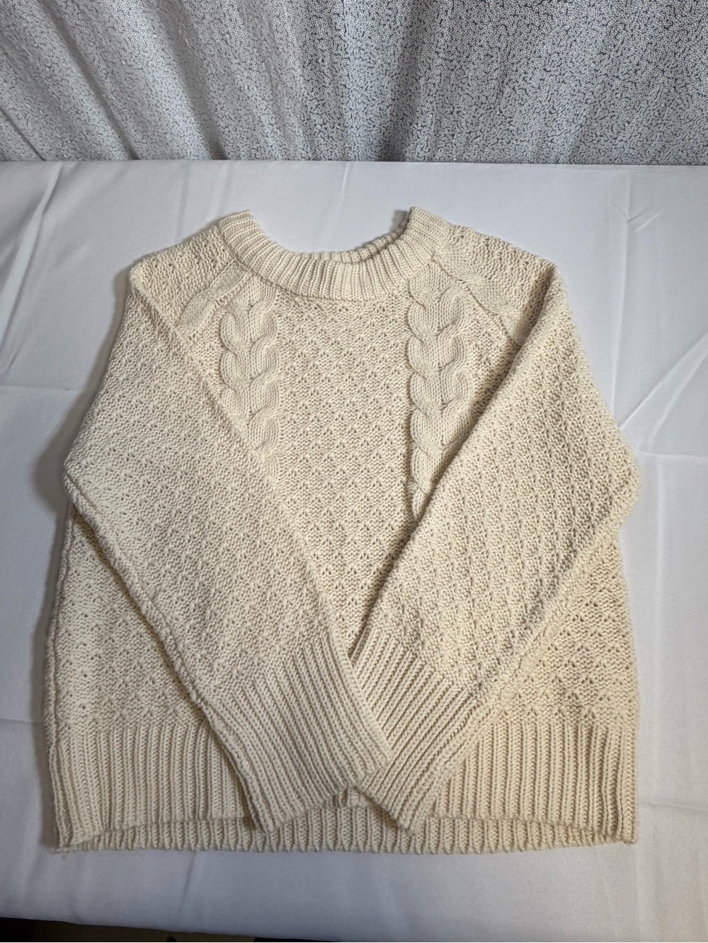 Alya Cream Cable Knit Crewneck Sweater